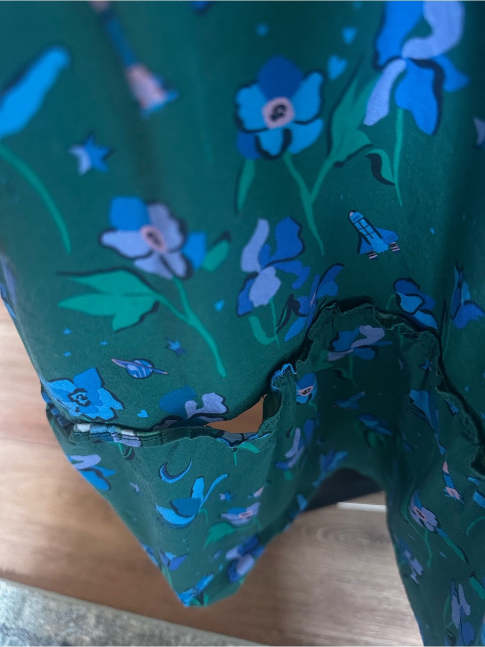 Hill House Green Floral Smocked Maxi Dress with MULTIPLE HOLES - Picture 7 of 7
